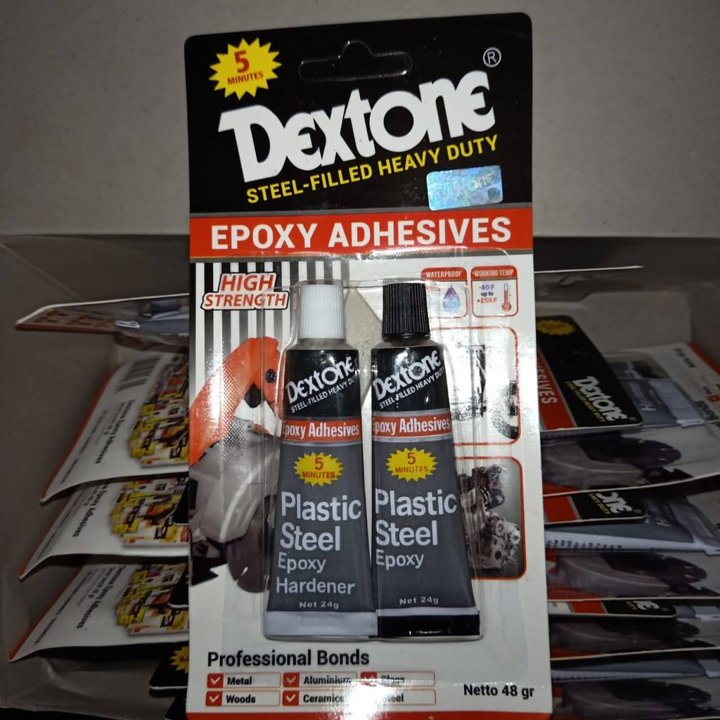 

Lem Besi Dextone 5 menit 48 gr - Still filled heavy duty - Epoxy Adhesives - ukuran besar