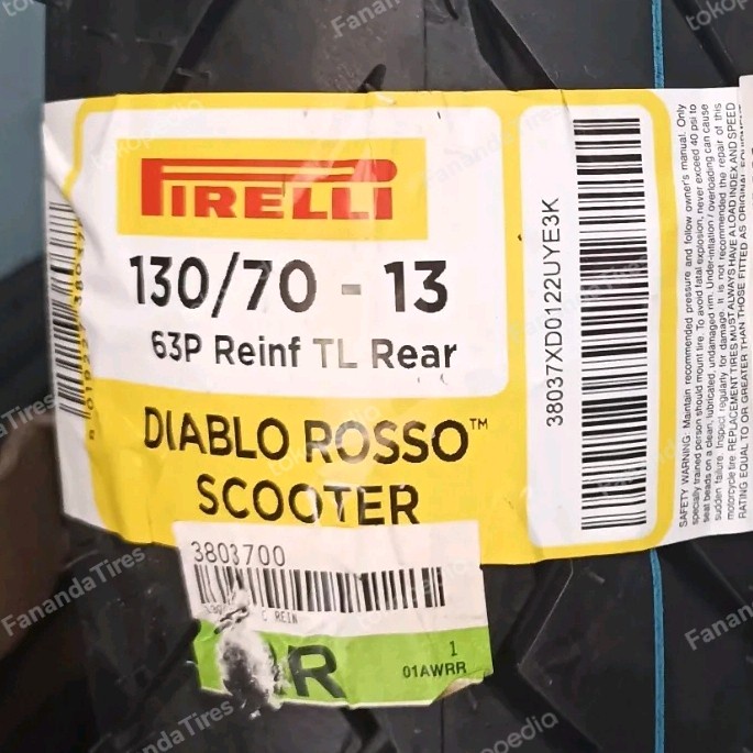 BAN MOTOR NMAX PIRELLI DIABLO ROSSO SCOOTER 130/70-13 - Nmax