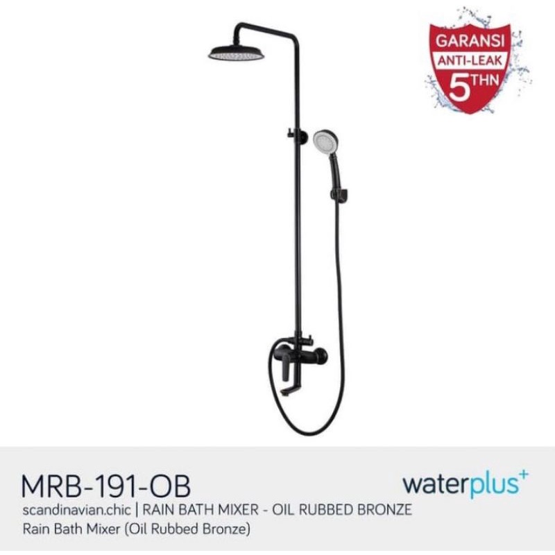 Kran tiang waterplus black / Tiang shower waterflus MRB 191 OB