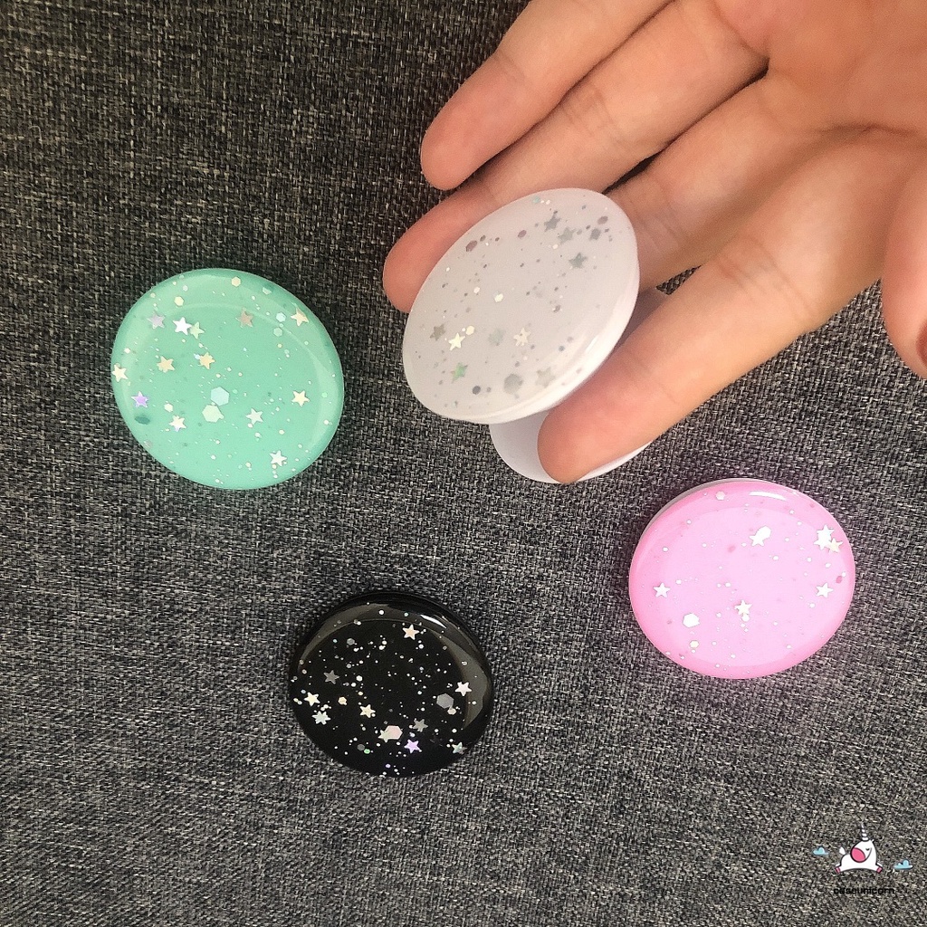 Popsocket Glitter Bling Bentuk Bintang Warna Permen Macaron Untuk Handphone