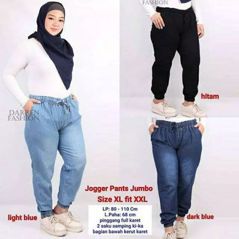 JOGGER JUMBO JENS WASHED FIT TO XXL COCOK UBTUK BB 65 KG SAMPAI 85 KG