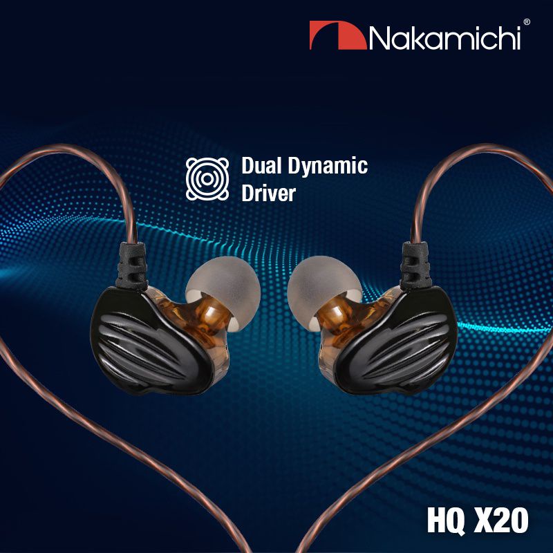 Nakamichi HQ X20 Dual Dynamic Driver in Ear Monitor Wired Earphone Mic