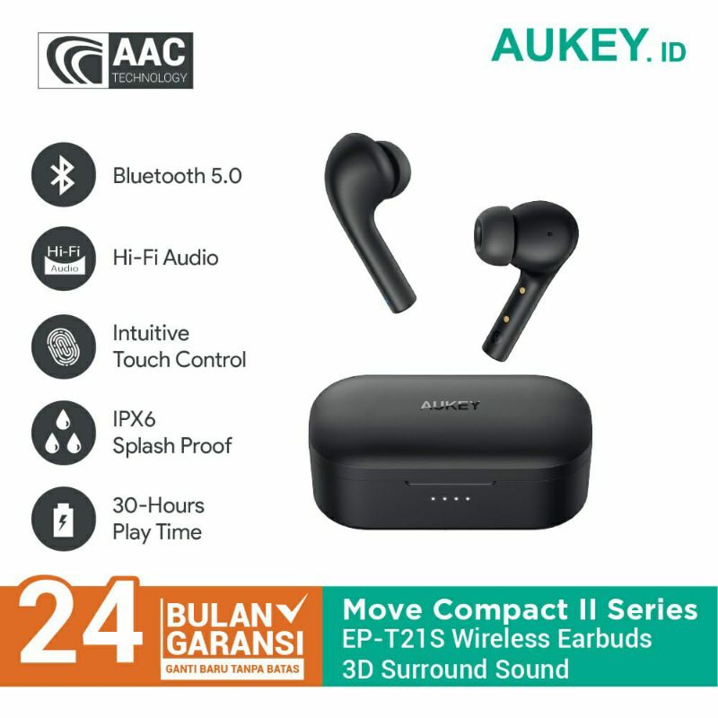 Headset /TWS Bluetooth Aukey EP-T21S Move Compact II 3D Surround Sound