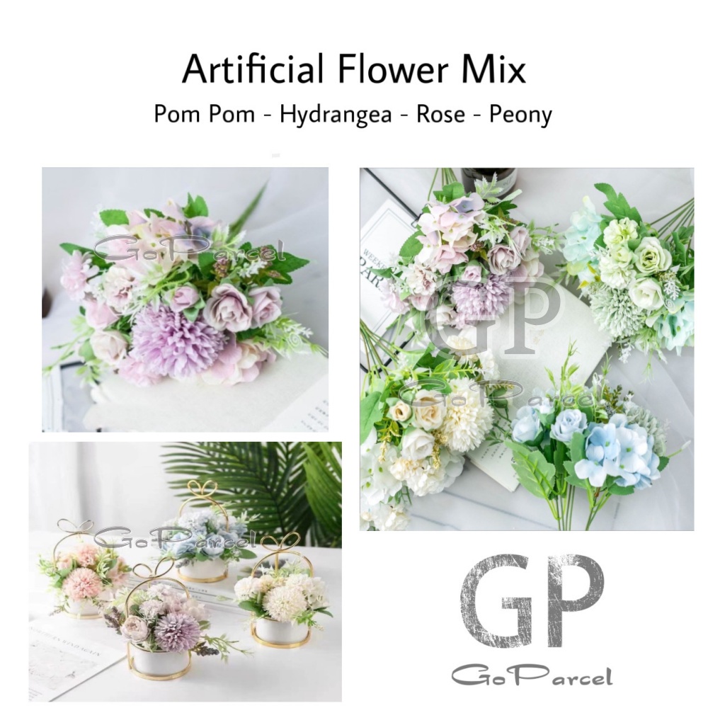 ARTIFICIAL FLOWER MIX - ROSE RUSTIC PEONY- BUNGA PLASTIK DEKORASI HAND BOUQUET PREMIUM /