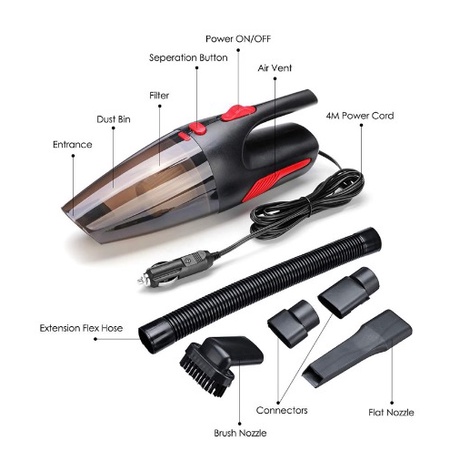 Paket Vakum+ Adaptor l Vacuum Cleaner untuk Mobil,Bisa dirumah. Vacuum Cleaner Mobil Handheld Fakum Pembersih Debu Daya Hisap,Pembersih Debu dirumah,Mobil 12V 120W