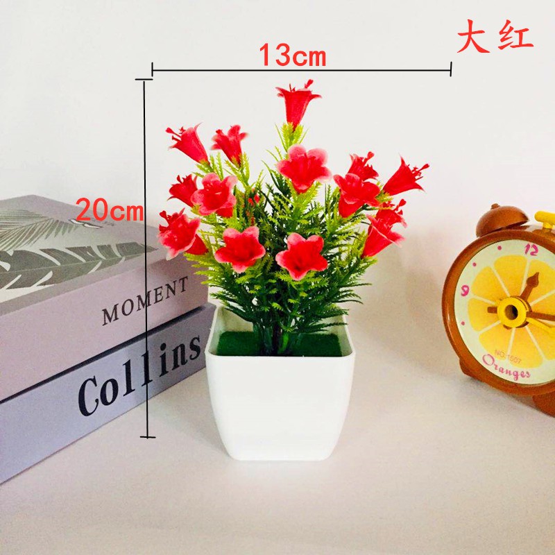 JM Pot Bunga Plastik / Tanaman Palsu / Bunga Hias Dekorasi Rumah Import Murah Jakarta COD PBP10-MERAH
