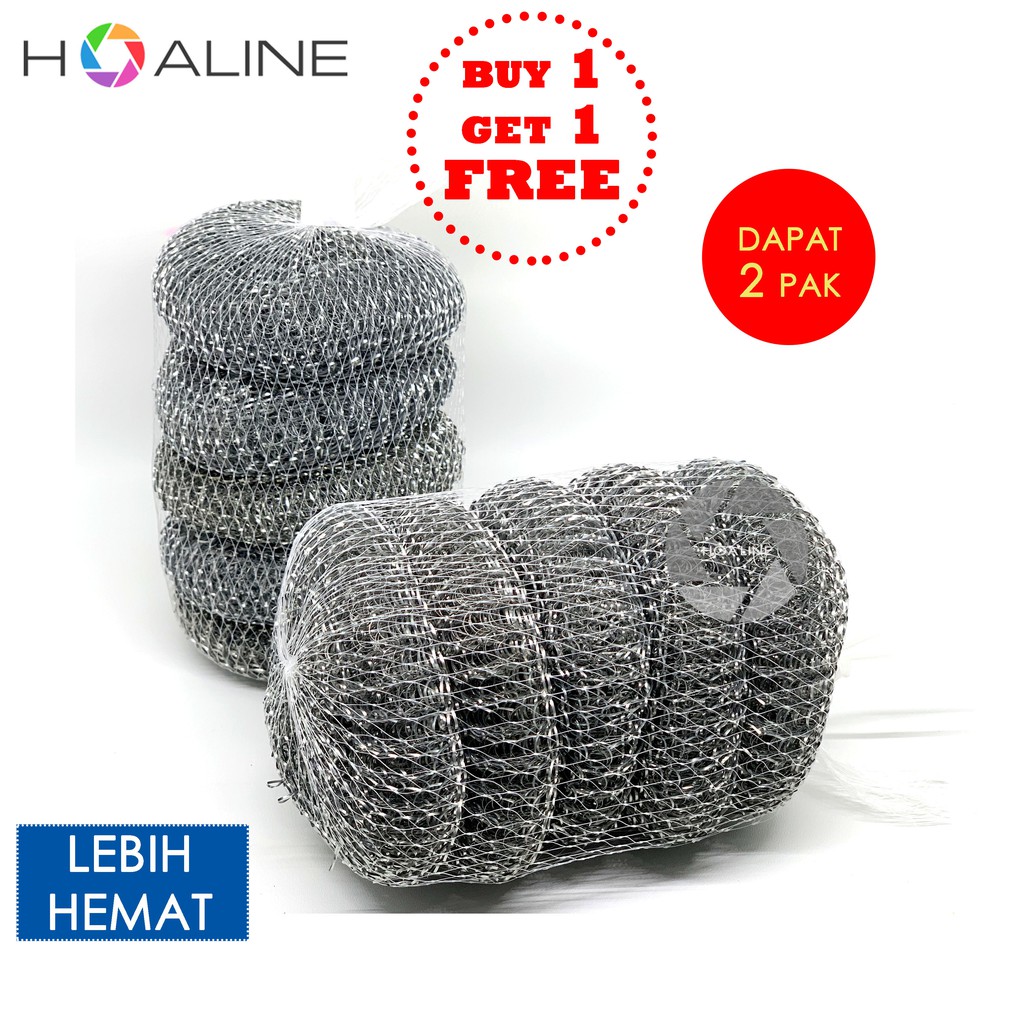 Scourer / sabut donut 10 pcs / kawat cuci piring besi stainless isi 5 pcs x 2 pak