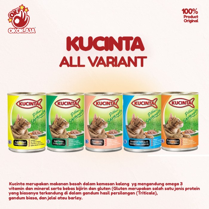 Makanan Kucing Basah Kucinta 400gr kaleng - Catfood basah murah