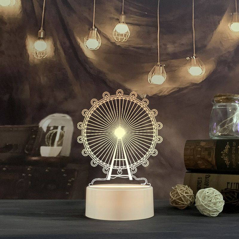 Lampu hias LED 3D / lampu tidur hias Transparant macam macam karakter paris love mushola beruang dll