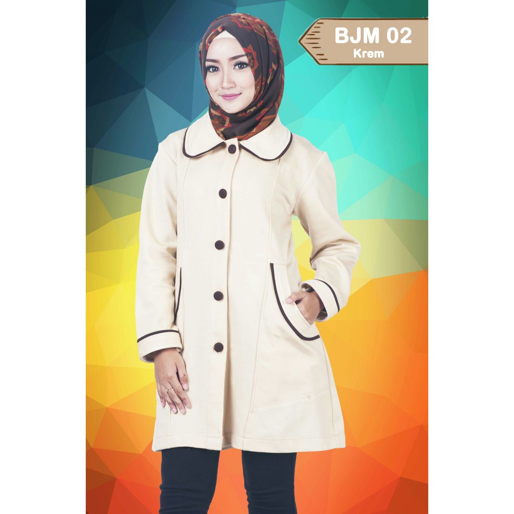Jaket Korea Dewasa Wanita Muslimah Believe BJM 02 Krem ORI