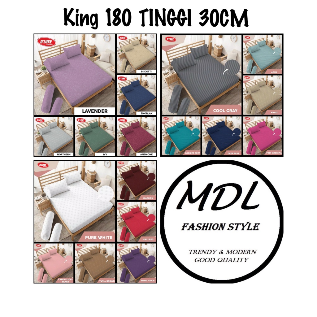 Kintakun-Sprei TINGGI 30CM King 180x200 Warna Polos Emboss Embos Cool Gray Grey Abu Muda Tua Aqua Na