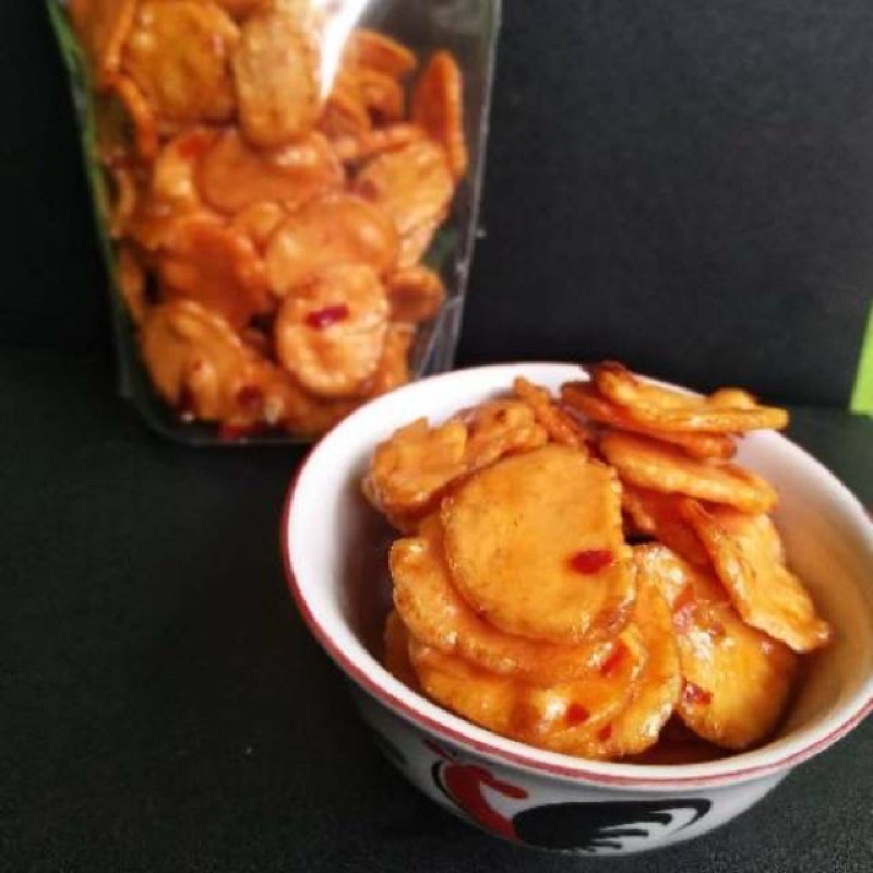 

Kerupuk seblak orange rujak bumbu lengket ukuran 1 KILO