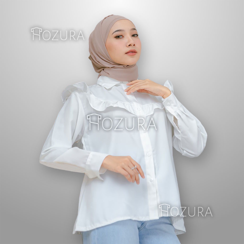 HOZURA - Blouse Nagita - Atasan Kemeja Pakaian Wanita - Dewia Blouse - Olive Blouse Atasan Wanita - Pakaian Terlaris - Korean Style - Atasan Wanita Terbaru Kekinian - Korean Blouse - Arina Blus - Lady Crincle Korean Top - Kemeja Wanita Murah COD Gratis