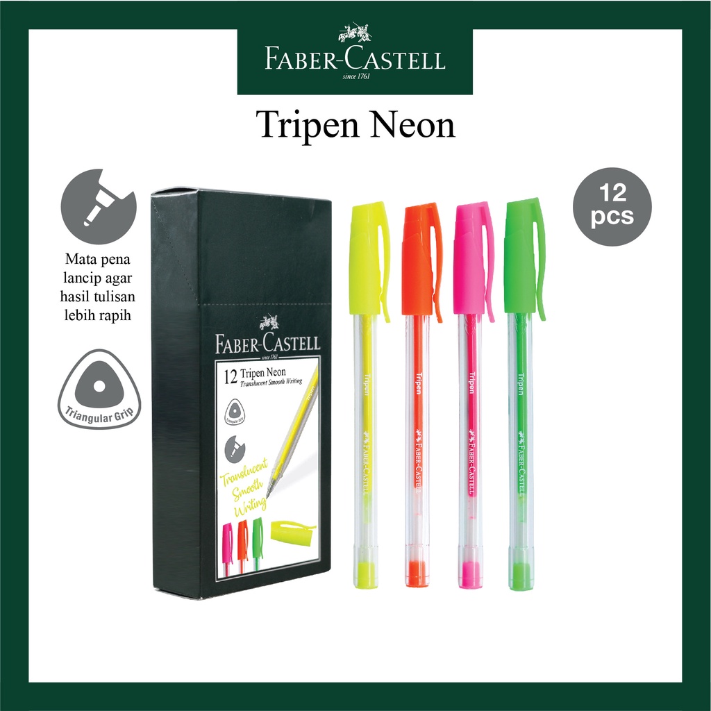 

Pulpen Faber Castell Tripen Neon / Ballpoint Faber Castell Neon Ink Translucent / Ukuran 0.7 MM