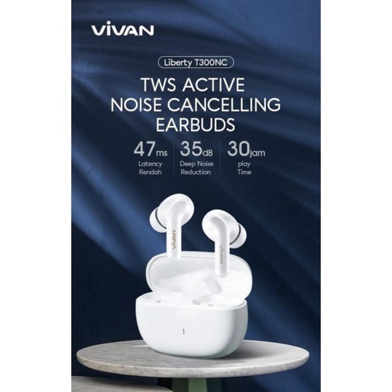 VIVAN TWS Liberty T300 NC Earphone Headset Bluetooth 5.0 Hybrid ANC Active Noise Canceilling Ori