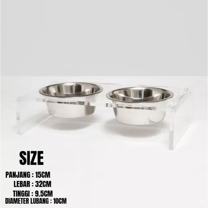 Stand Pet Bowl Acrylic / Holder Tempat Makan Hewan Peliharaan Akrilik