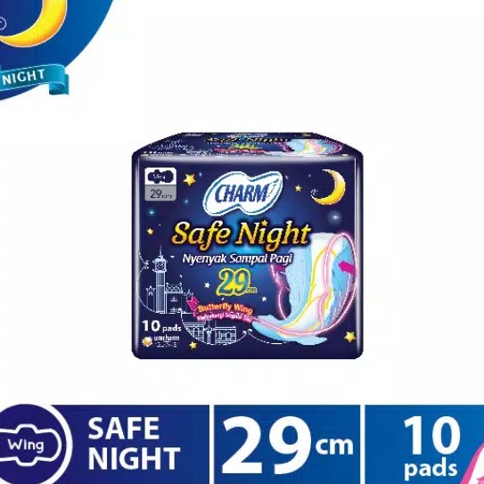 Charm Pembalut Safe Night 29cm Wing 10 pads