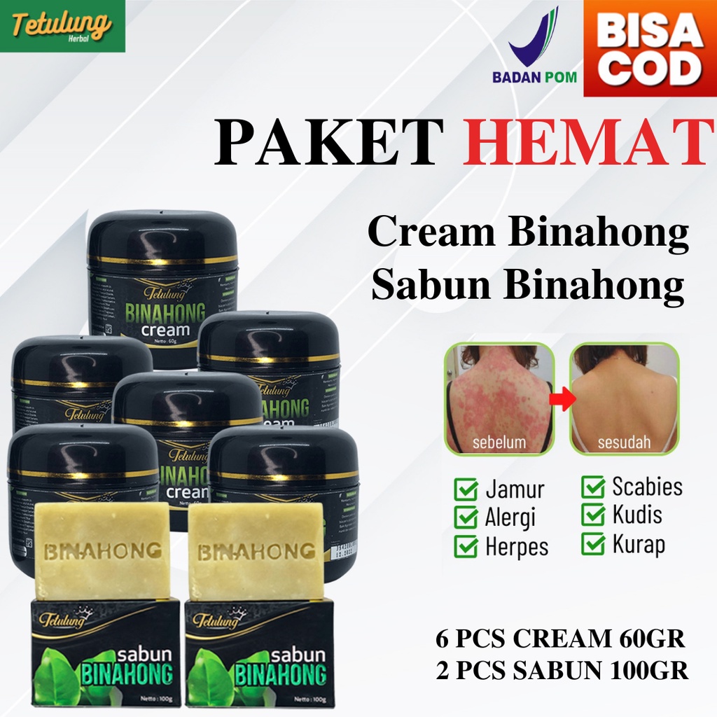 PAKET HEMAT 6 pcs CREAM BINAHONG 60GR &amp; 2 pcs SABUN BINAHONG