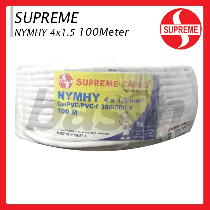 Supreme NYMHY 4x1.5mm @100 Meter - Kabel Listrik Serabut