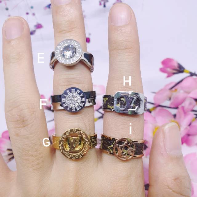 Cincin titanium permata zircon anti karat size 6789
