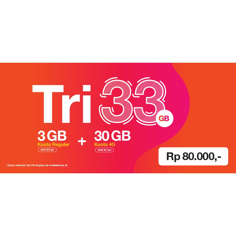 Voucher Tri 150gb 117gb 100gb Kuota Lte 33gb 66gb Paket Data Tri 3 33gb Mix Combo 32gb 35gb 150gb Shopee Indonesia