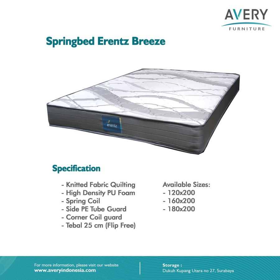 Avery - Spring Bed Erentz Breeze Series Ukuran.120,160,180x200