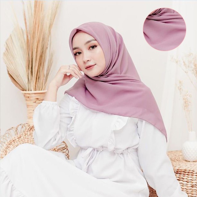 Hijab Segiempat Polycotton 115 x 115 Warna Part 1 Bella Square-DUSTY PURPLE