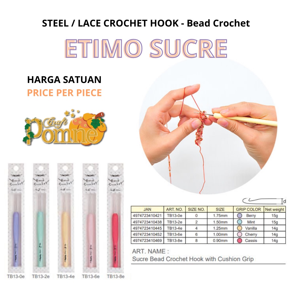 Jarum Rajut Hakpen TULIP SUCRE Bead Crochet Hook 100% Original TULIP JAPAN LACE CROCHET HOOK