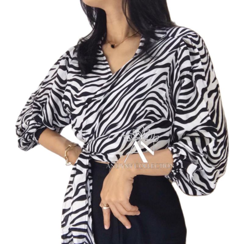 ZASKIYA - Angelie Wrap Top / Angel Wrap Top / Atasan Kimono Ikat Wanita