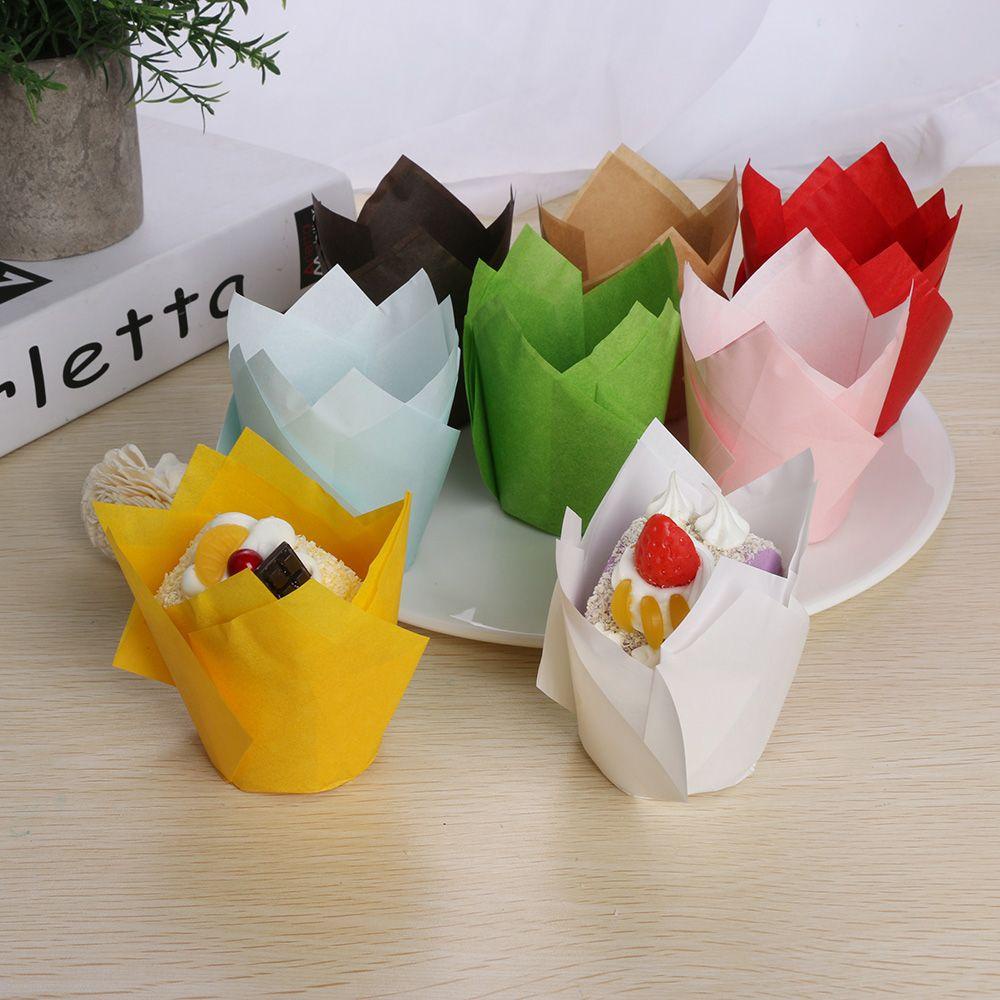 Populer 50pcs Muffin Cup Wedding Bakeware Pembungkus Anti Gemuk