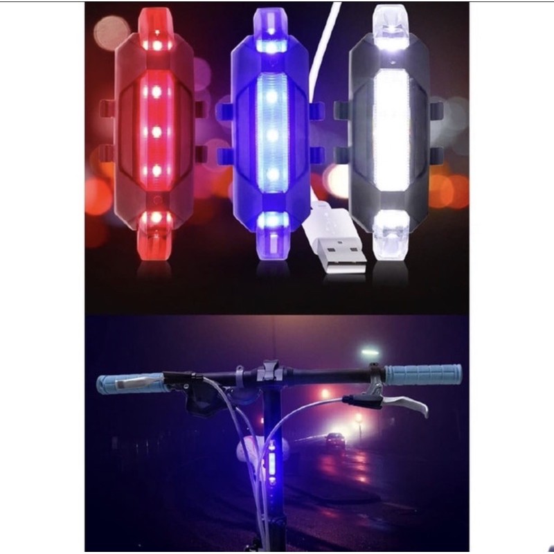 Lampu Belakang Sepeda LED Tali Light USB Rechargeable