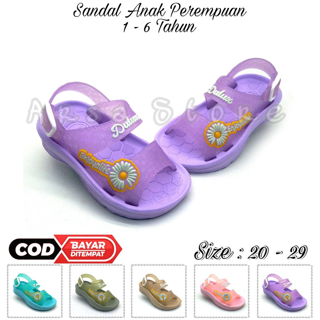 Sandal Selop Tali Belakang Anak Perempuan Umur 1 2 3 4 5 Tahun / Sendal Anak Cewek Motif Bunga Terbaru