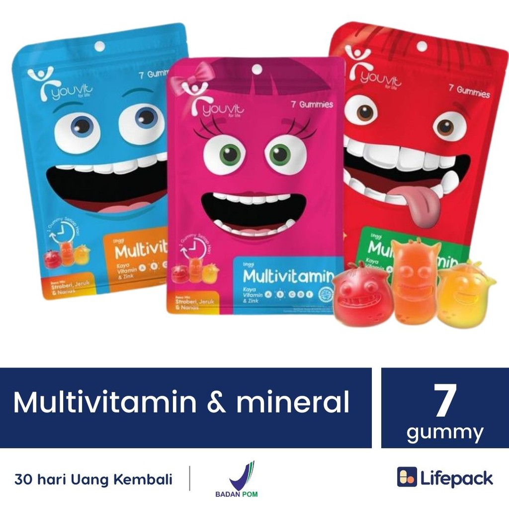 Youvit Multivitamin Gummy For Kids,  Multivitamin untuk Kesehatan Anak - LIFEPACK-7 Gummy