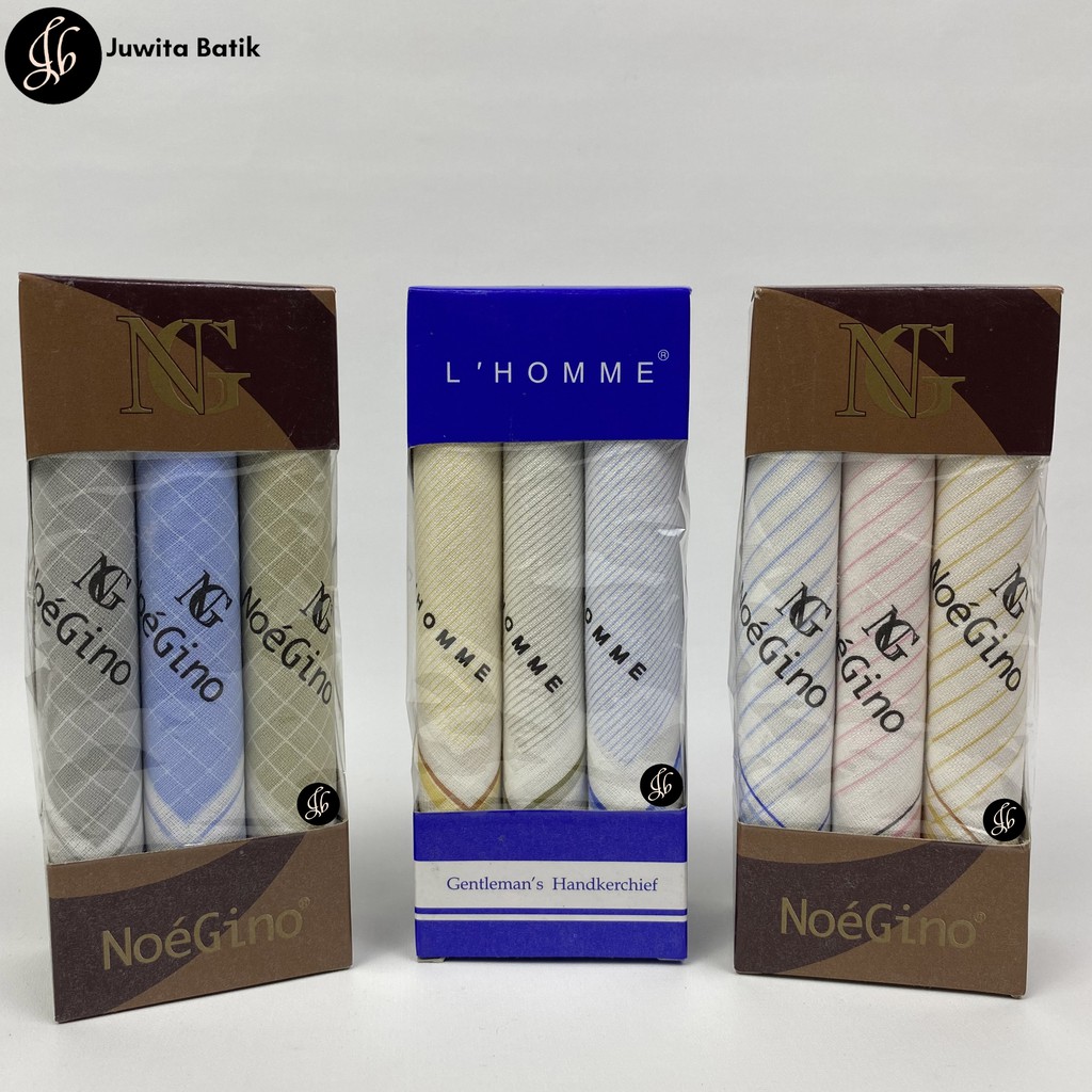 3 Piece Sapu Tangan Pria Dewasa Katun White Handkerchief 43x43cm