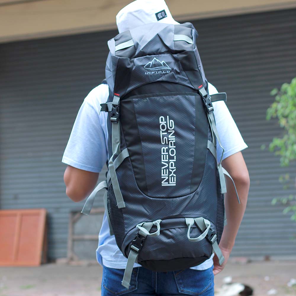 Justrue Tas Gunung Carrier 60 Liter Ransel Keril 60L Abu 541