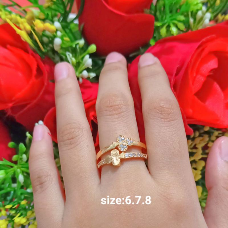 Cincin Dewasa Permata Zircon Gold Perhiasan Wanita Limited edition (COD)