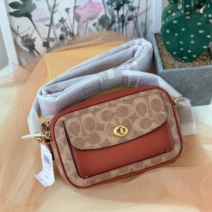 Tas Coach C0694 Willow camera bag sign tan rust sz 19x11x7cm