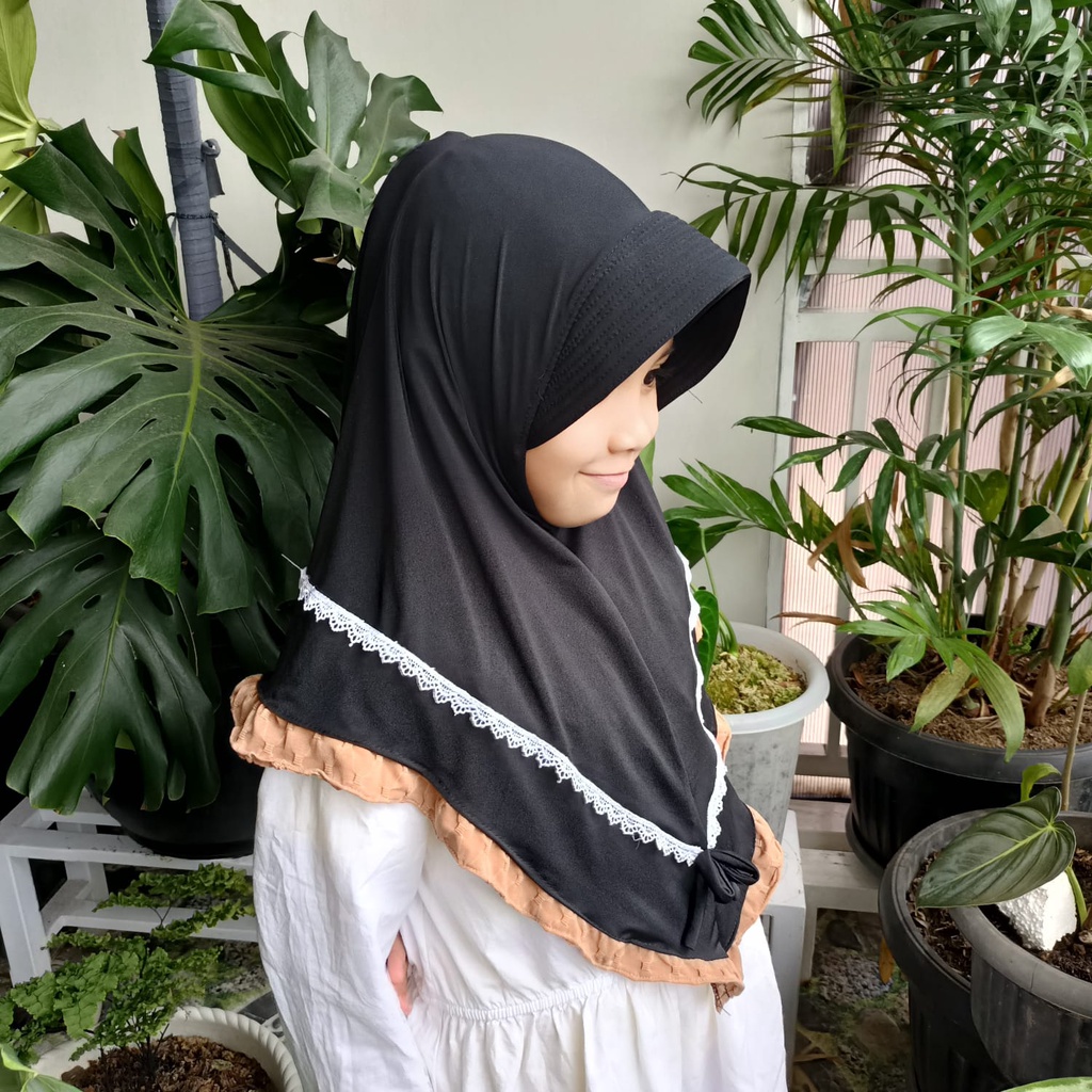 KERUDUNG JILBAB NGAJI ANAK JERSEY REMPEL POLOS 2 WARNA DENGAN BAHAN YANG LEMBUT TIDAK LUNTUR DAN ENAK DI PAKAI