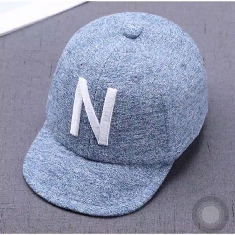 TOPI BASEBALL ANAK BAYI BALITA LAKI PEREMPUAN MOTIF TULISAN HURUF BORDIR IMPORT-N