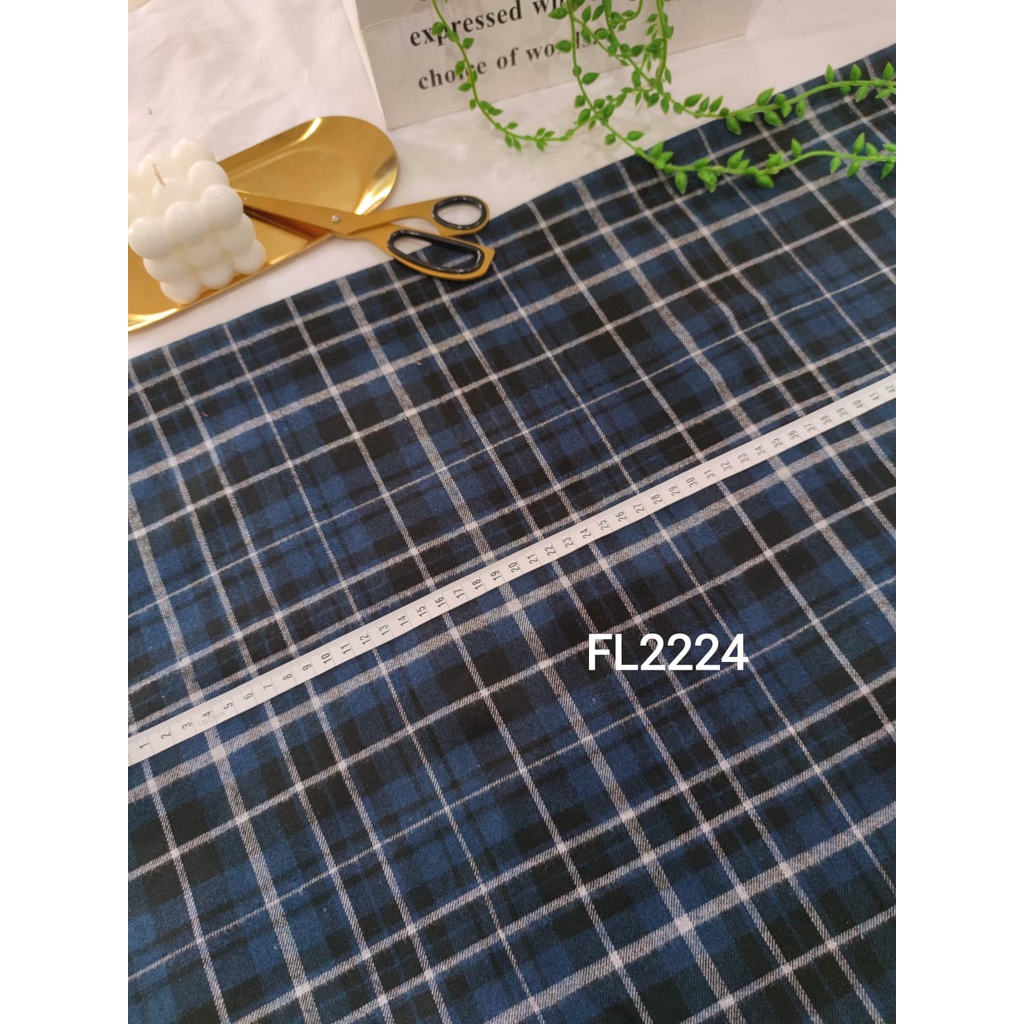 BIRU kain flanel bahan kotak katun yarndyed harga per 0.5meter/kain meteran happychild