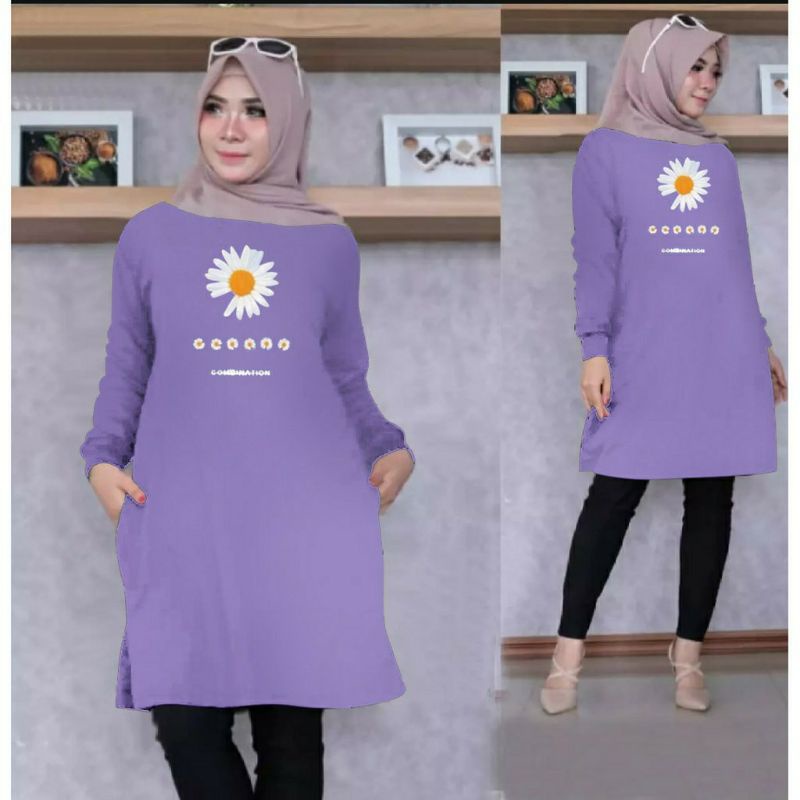 adzkia fashion tunik warna lilac terbaru