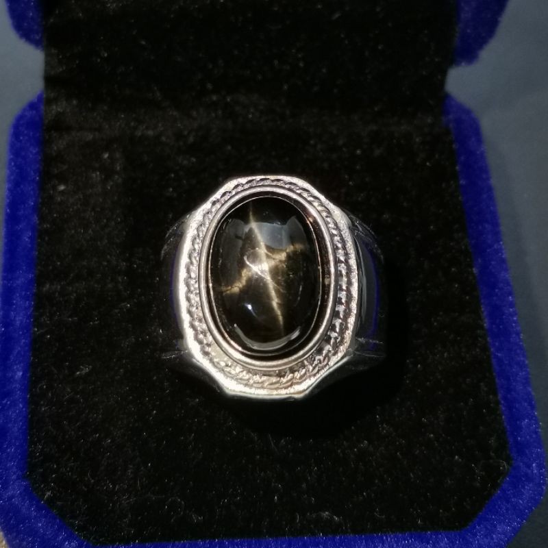 Batu Cincin Nilam Star Natural asli Alam Titanium Ring