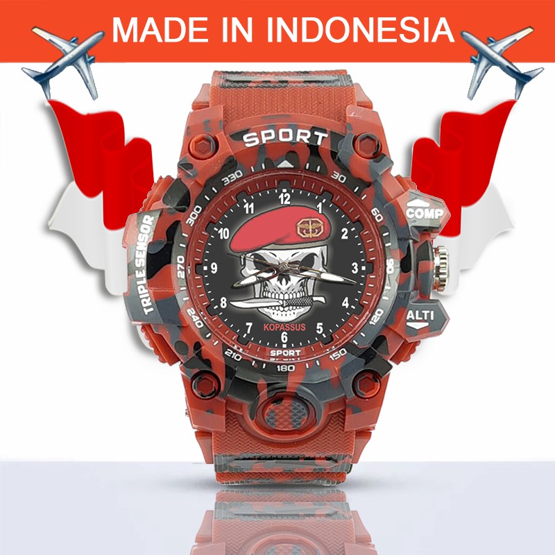 {Istimewa} Jam Tangan KOMANDO PASUKAN KHUSUS (TNI) -Merah Army Water Resistant