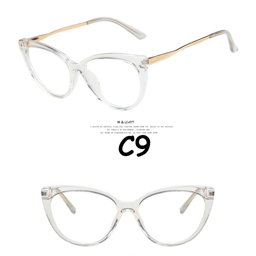 【Replaceable lenses】COD (AIMURUSI) Desain Merek Barat Retro Cat Eye Kacamata Bingkai Wanita/kacamata anti cahaya biru / sinar-C9