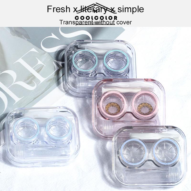 COD❤️Casing Lensa Kontak Transparan Tanpa Tutup Sekrup Lucu Portabel Nyaman Bersih Higienis All-in-one Case- cl