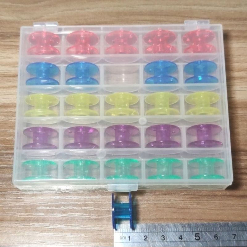 25 pcs Spul Bobbins Plastik Warna Mesin Jahit Portable