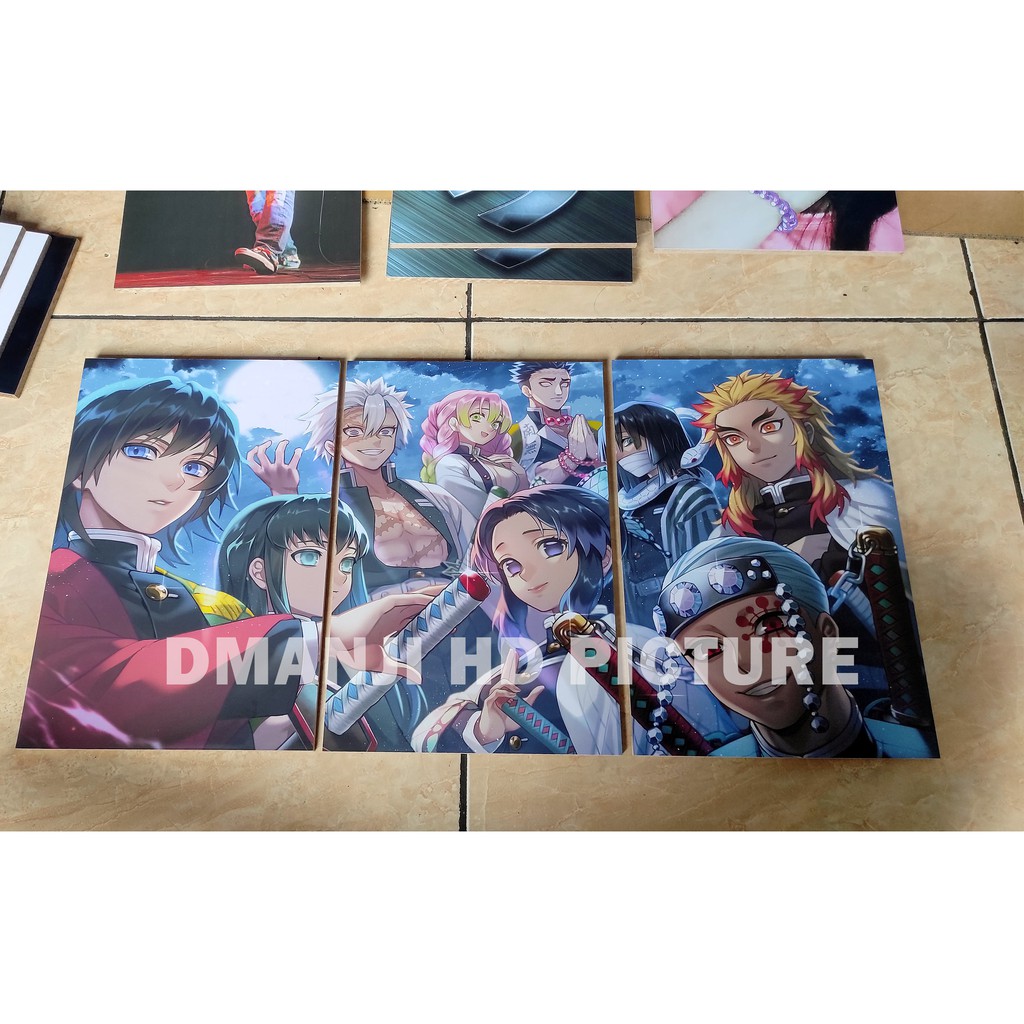 POSTER KAYU MULTIPANEL KIMETSU NO YAIBA / 60X30 / HIASAN DINDING DEMON SLAYER / PAJANGAN KAMAR ANIME-3