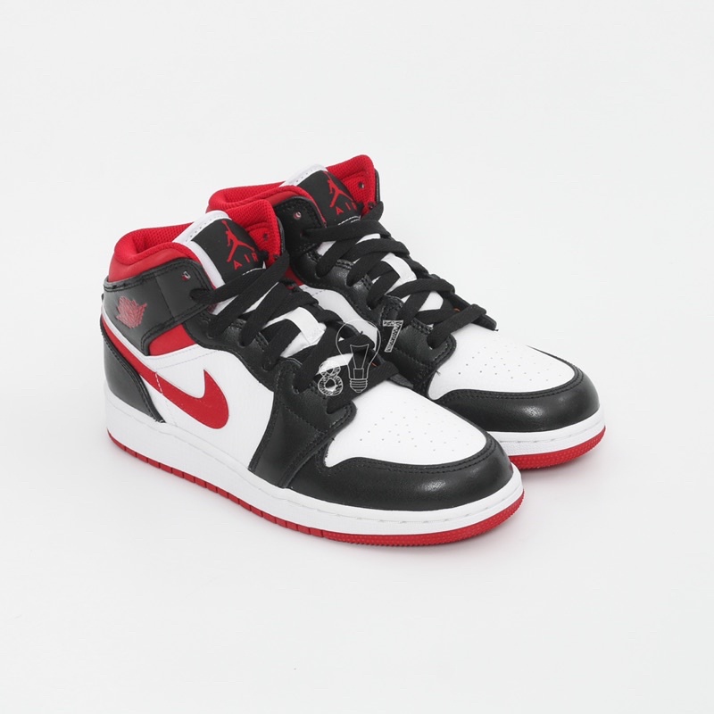 Air Jordan 1 Mid Black Gym Red GS Women