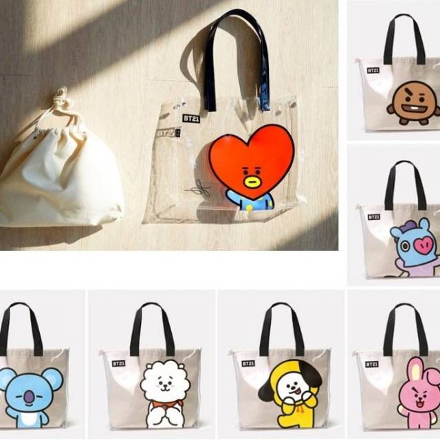 BT21 PVC SHOULDER BAG– BT21 PVC TOTE BAG– BT21 TOTE BAG OFFICIAL (Tas/Totebag BT21 Original)