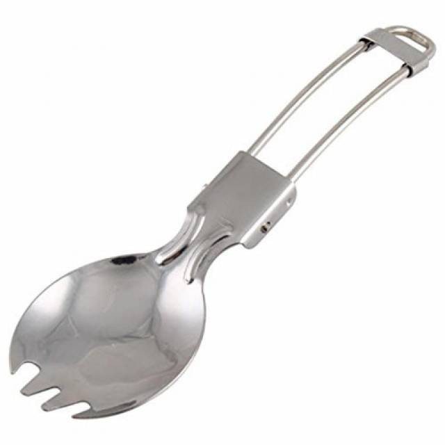 Sendok Garpu Lipat Stainless Steel Folding Spoon Fork Camping Murah